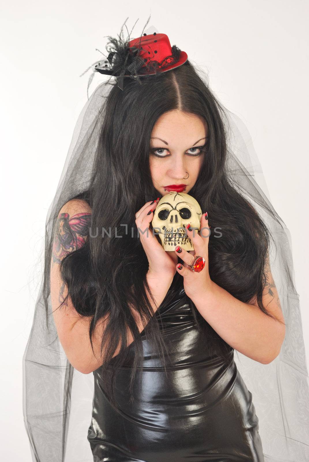 Gothic bride with skull