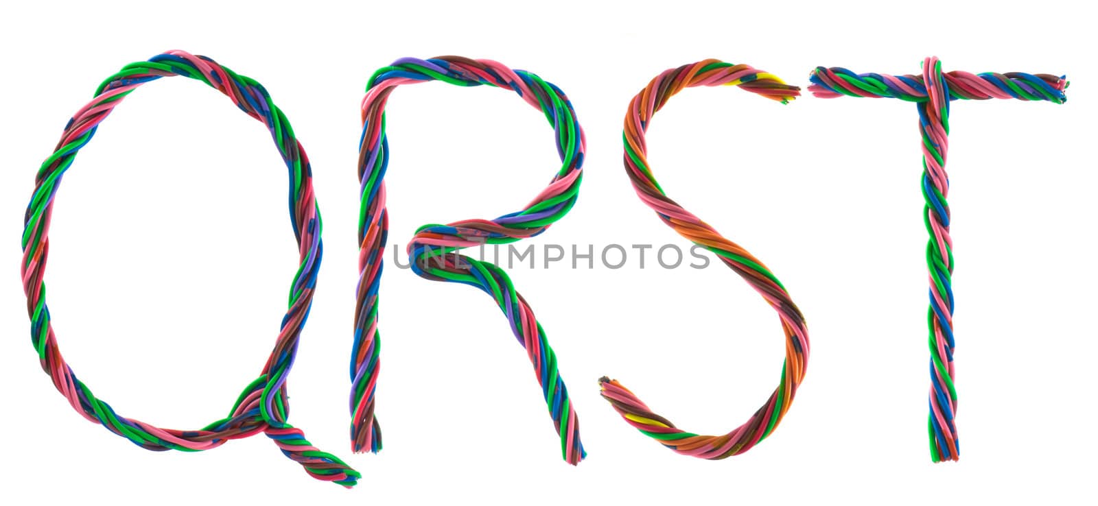 Wire letters isolated on white background