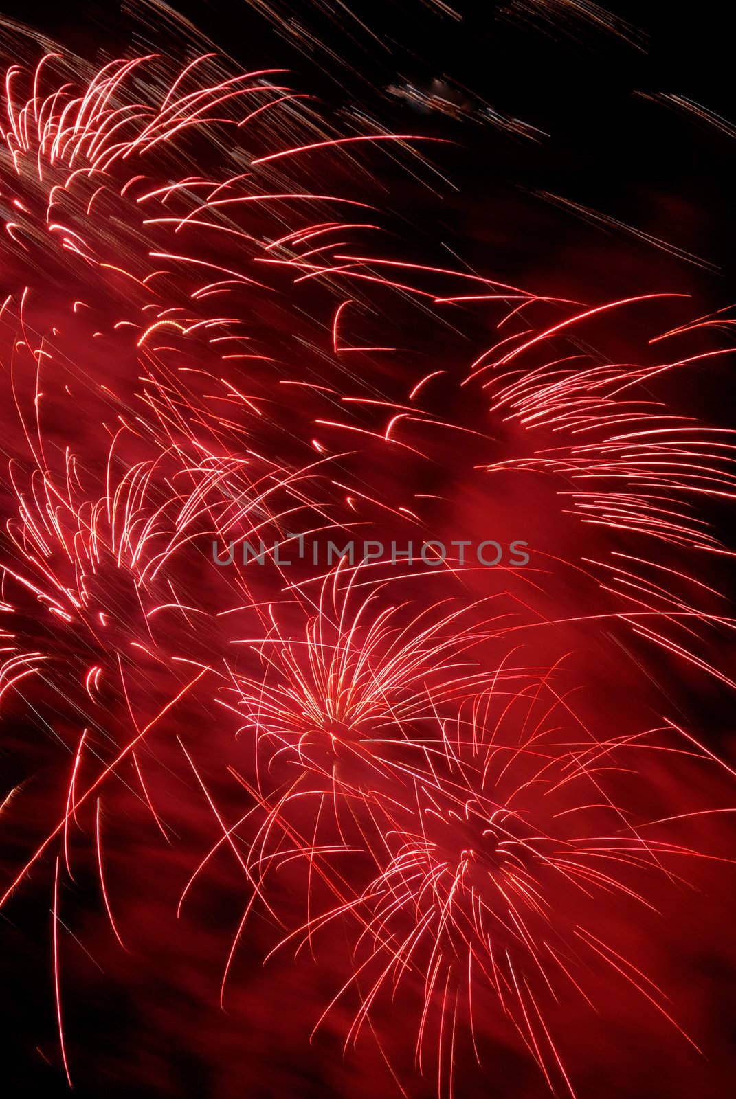 Bright red fireworks