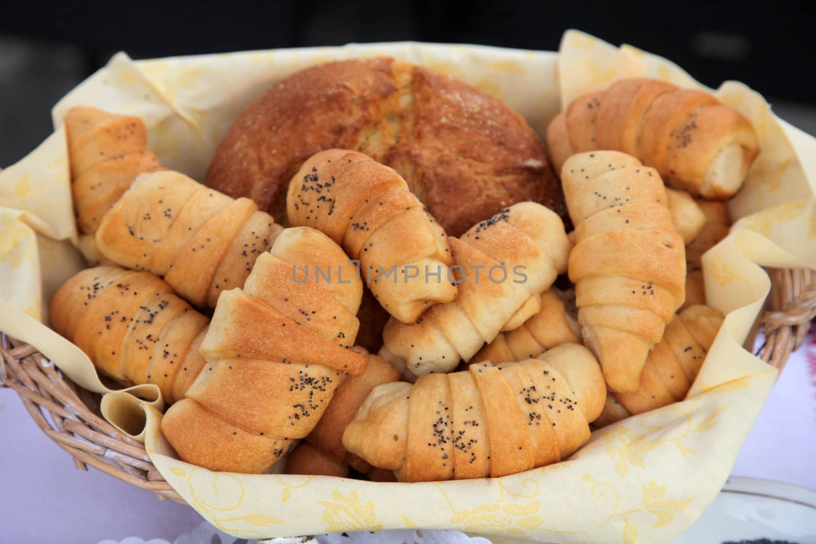 Fresh bread rolls by atlas