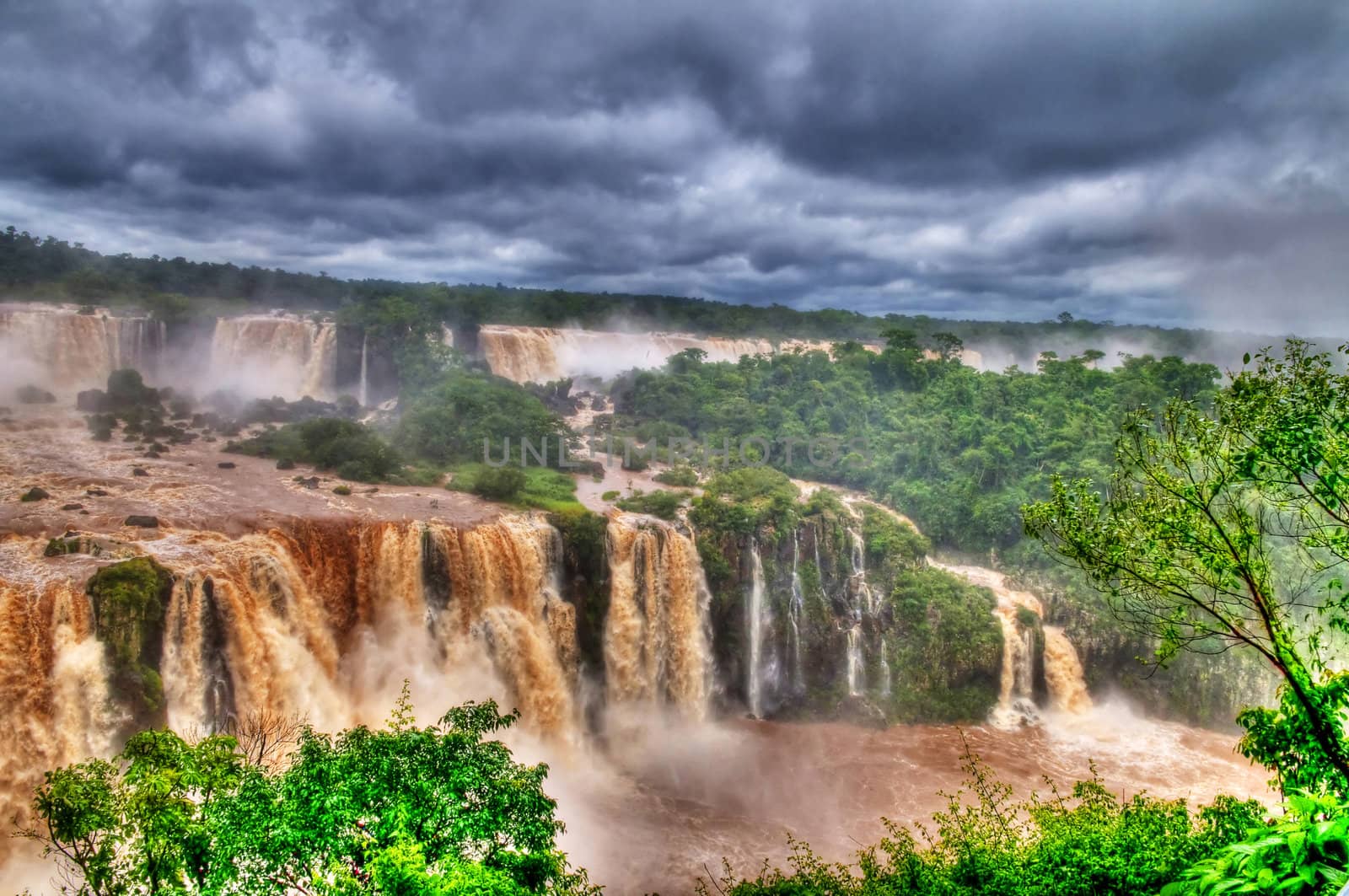 View of the Iguasu falls , Iguasu falls are the largest series of waterfalls on the planet located in the three borders of Brasil Argentina and Paraguay