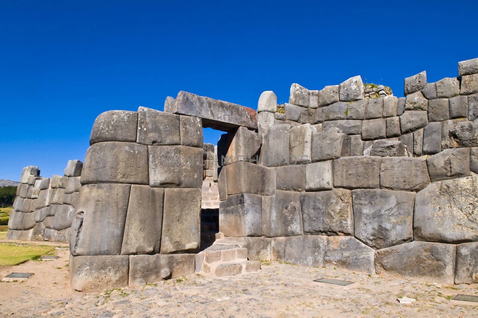 Ancient Sacsayhuaman , Incan ruins outside of Cusco Peru