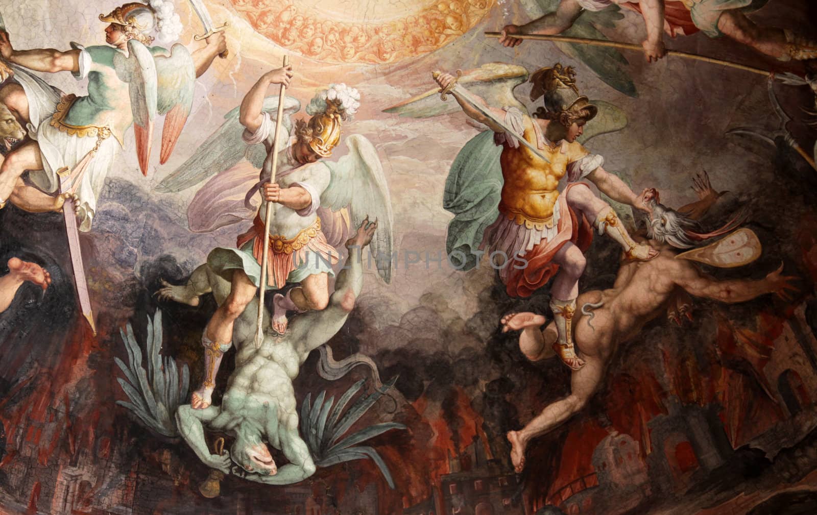 A beautiful fresco on the ceiling of the Vatican Museums, in Rome Italy.