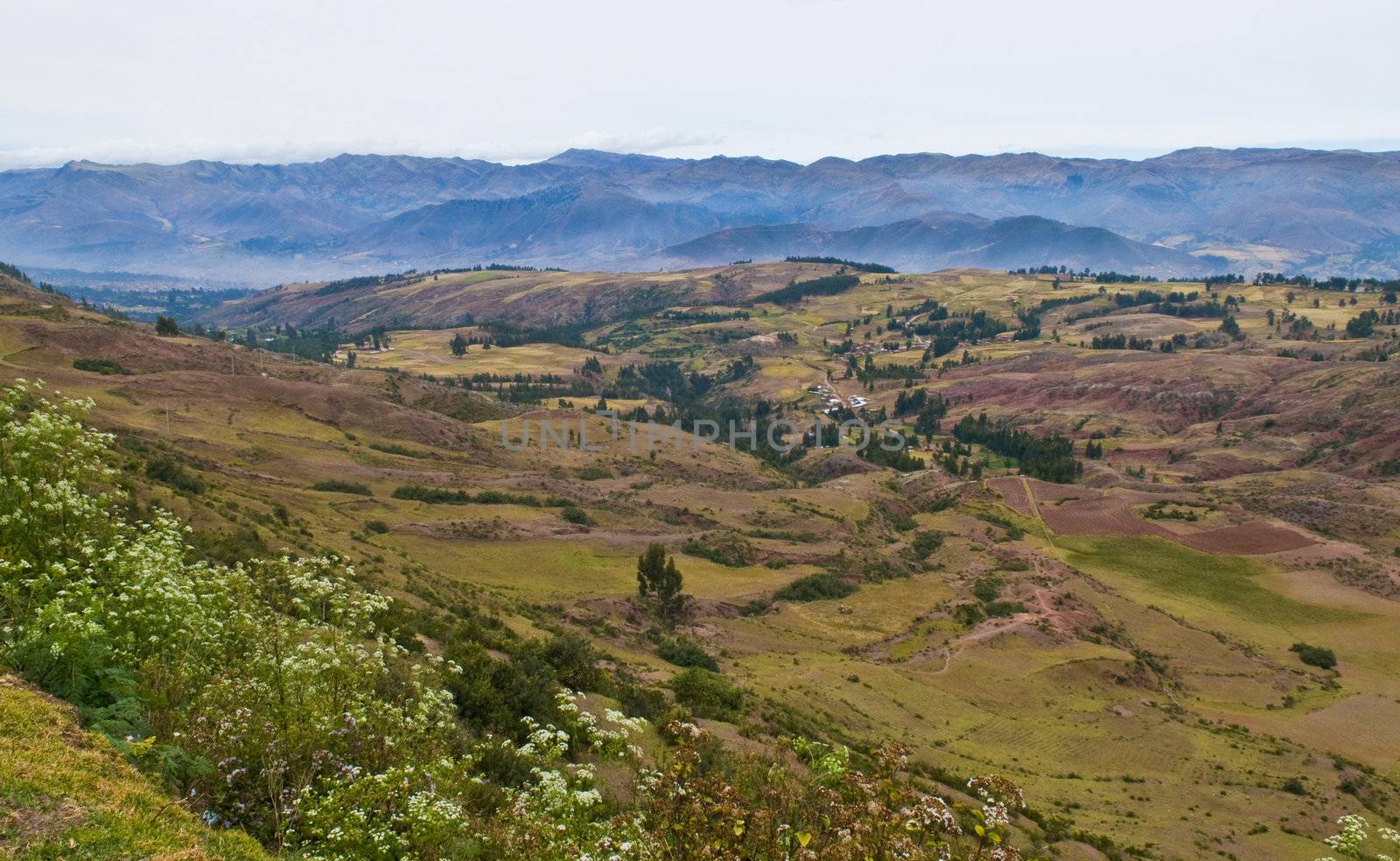 view of the Sacred valley in the Peruvian Andes