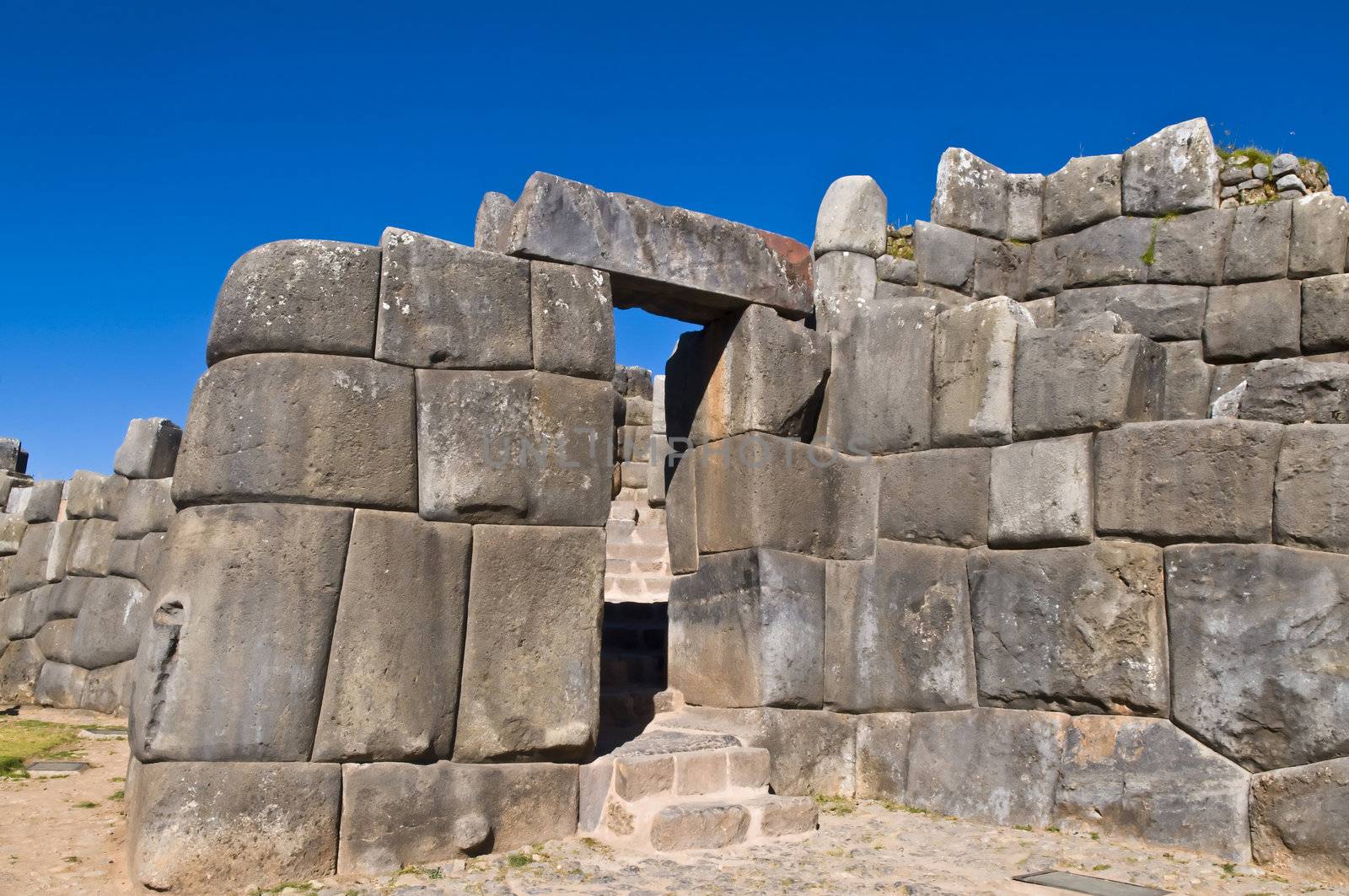 Ancient Sacsayhuaman , Incan ruins outside of Cusco Peru