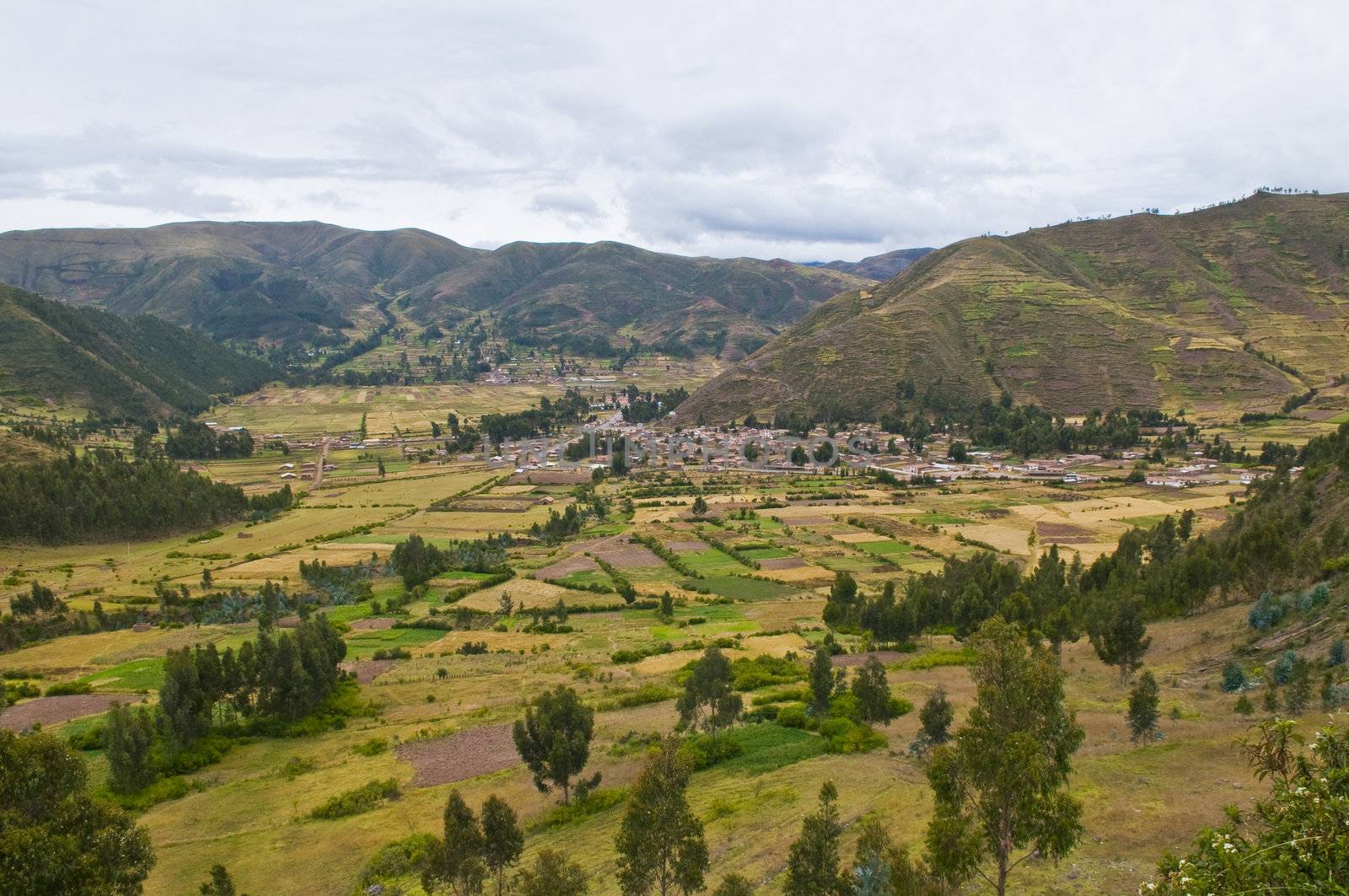 view of the Sacred valley in the Peruvian Andes