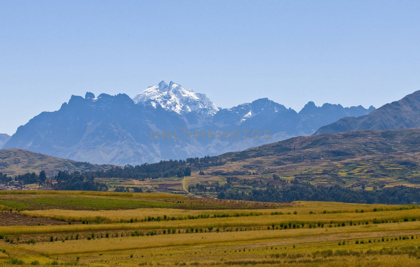 view of the Sacred valley in the Peruvian Andes