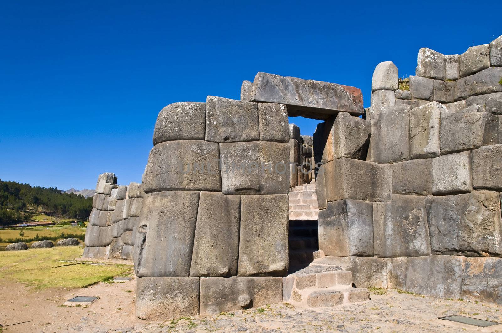 Ancient Sacsayhuaman , Incan ruins outside of Cusco Peru