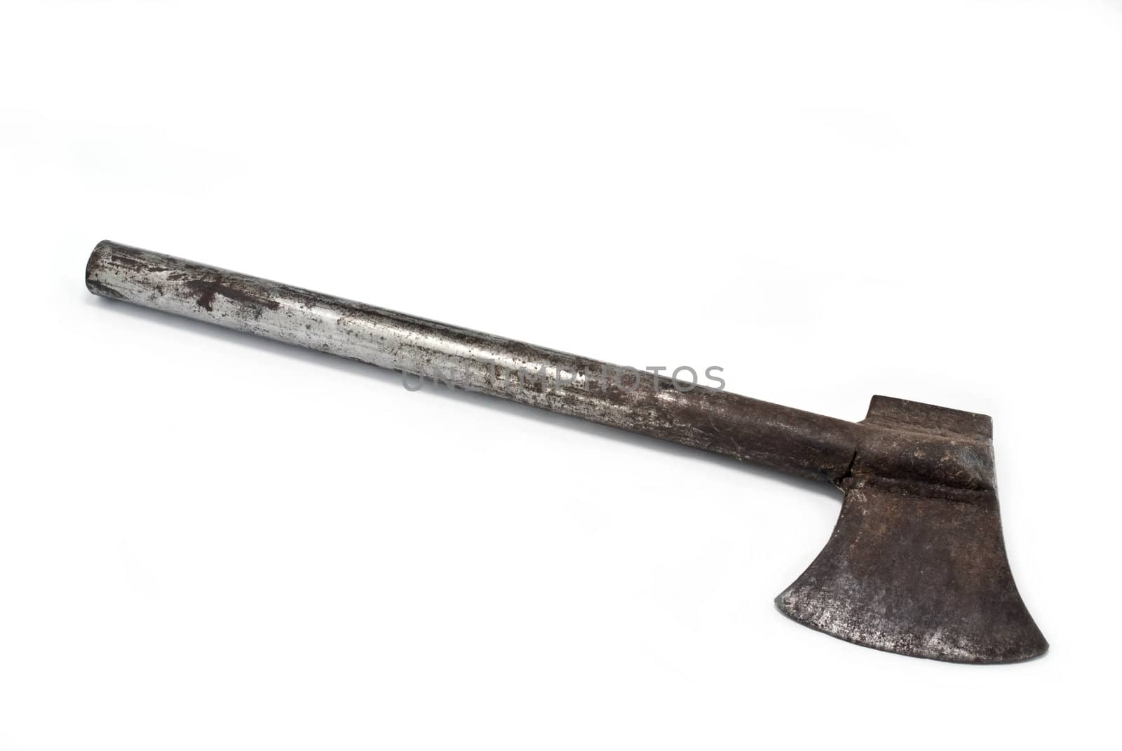 Old axe on white background, Isolated