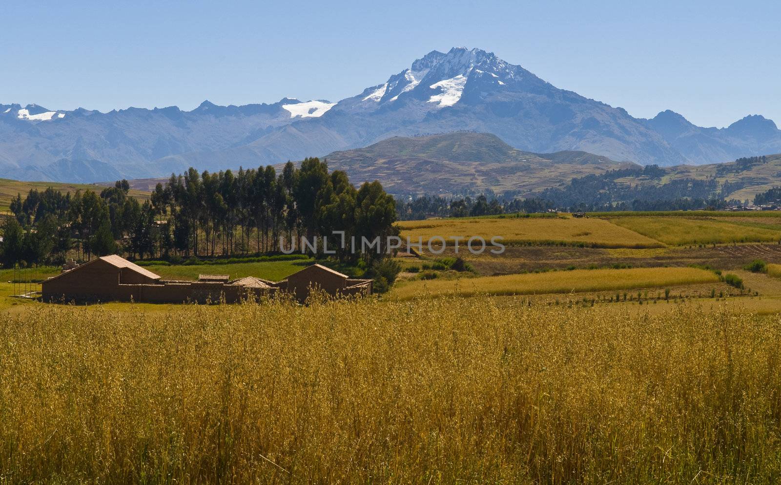 view of the Sacred valley in the Peruvian Andes