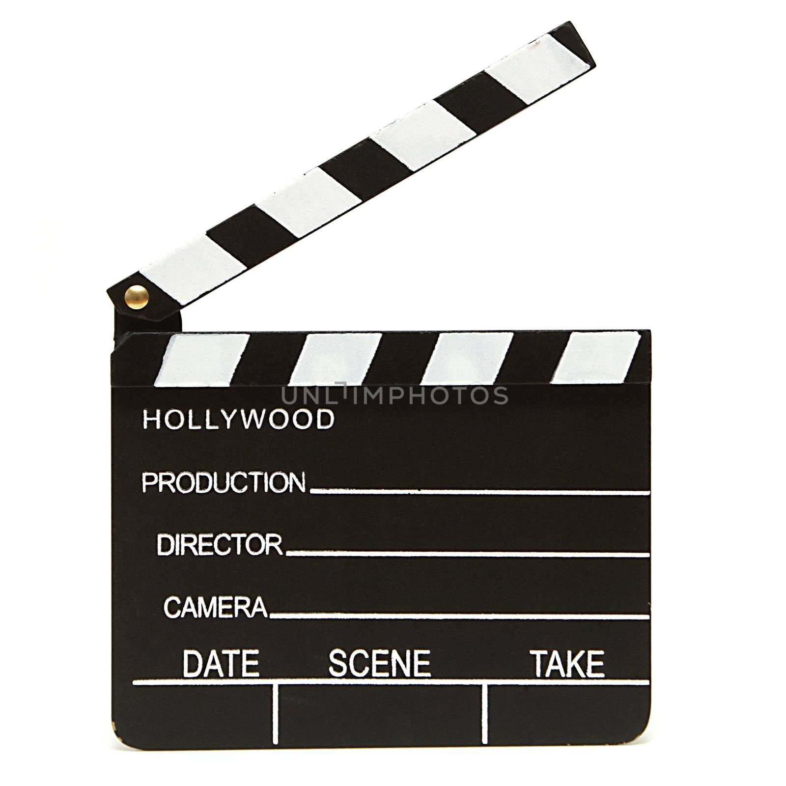 An isolated shot of a hollywood clapboard for film production.