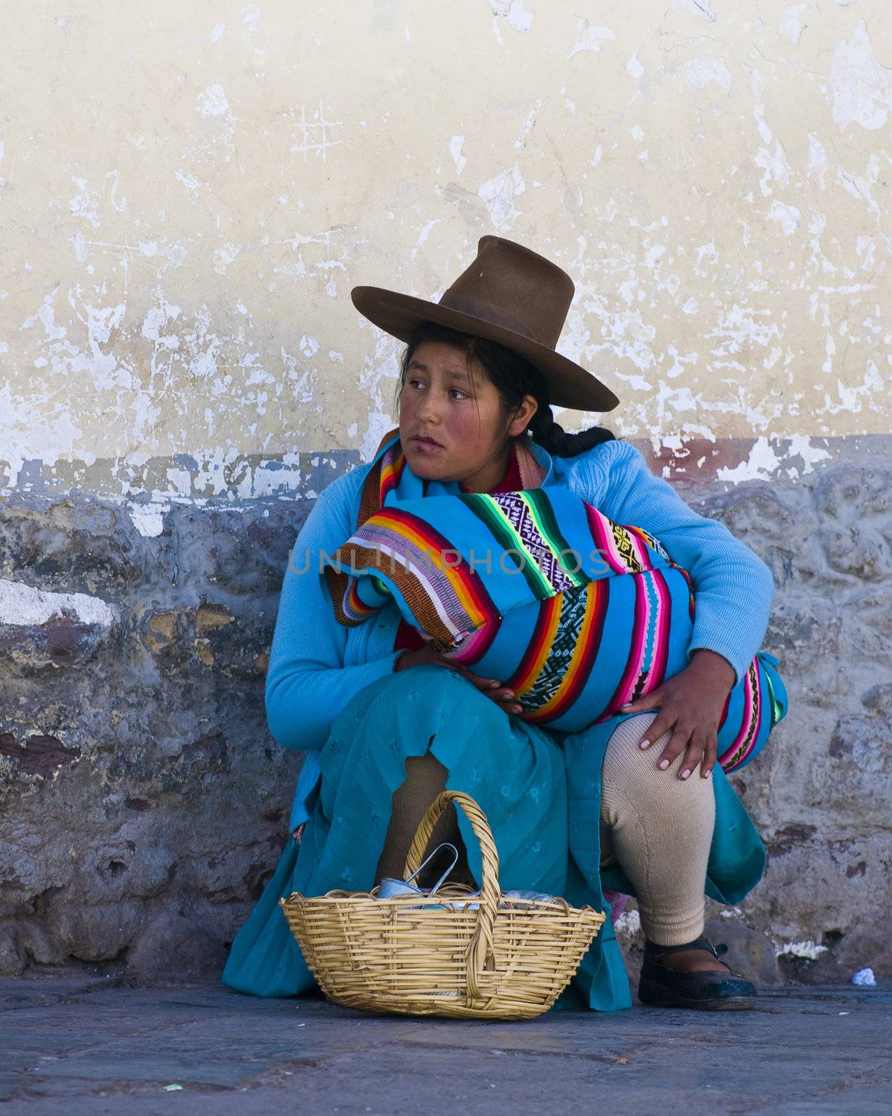 Cusco , Peru - May 27 : Peruvian woman in a market in Cusco Peru , May 27 2011