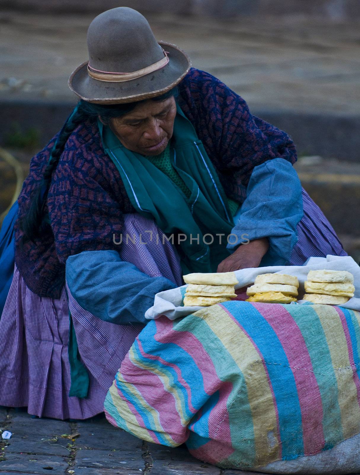 Cusco , Peru - May 27 : Peruvian woman in a market in Cusco Peru , May 27 2011