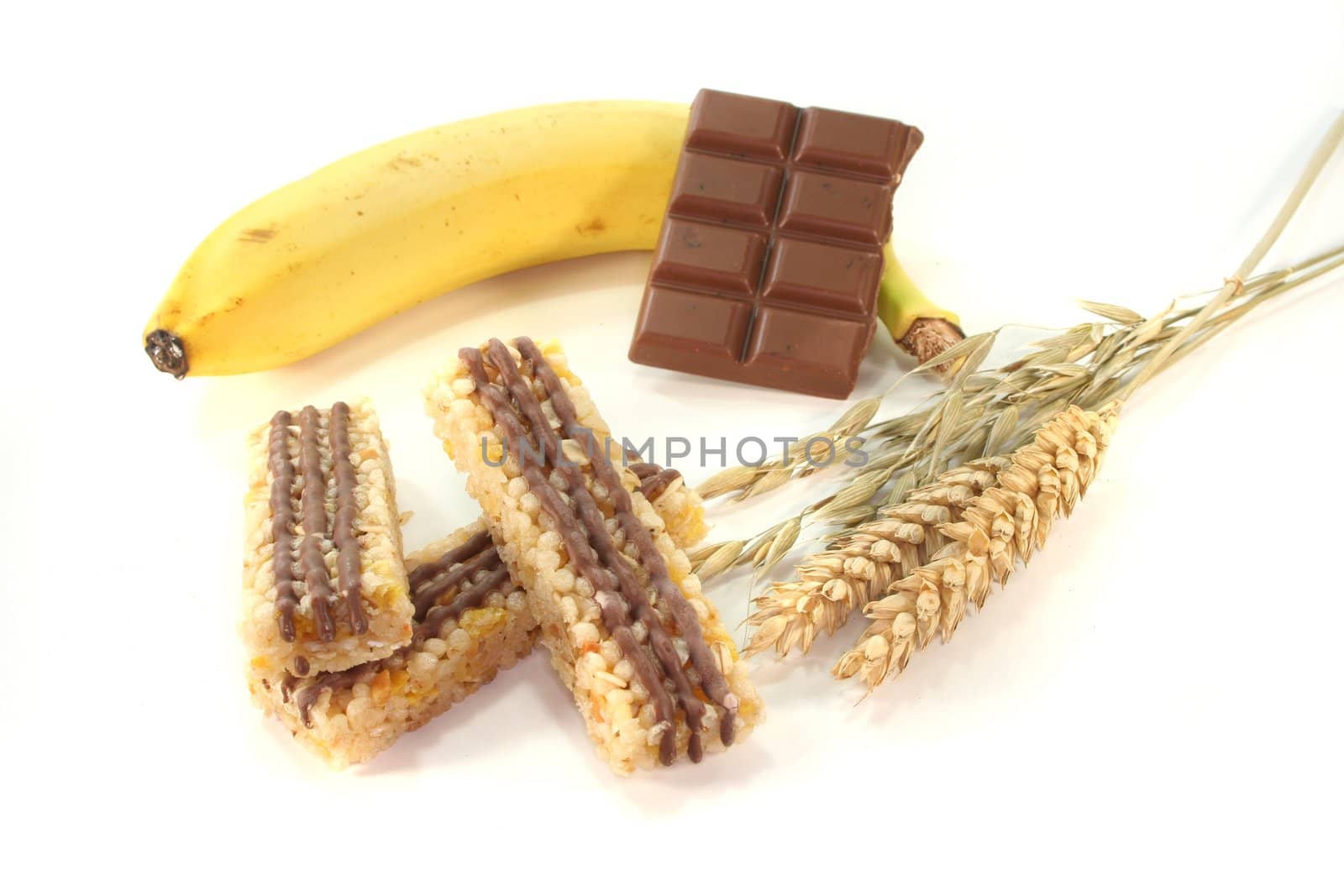 Chocolate banana cereal bar with chocolate and cereal