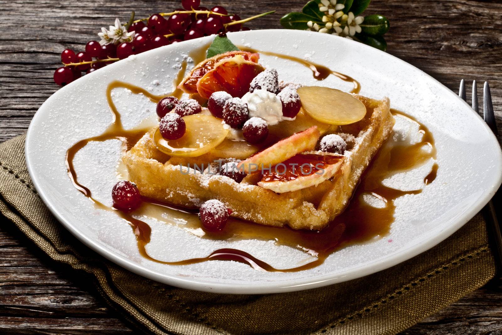 waffle with fruits by maxg71