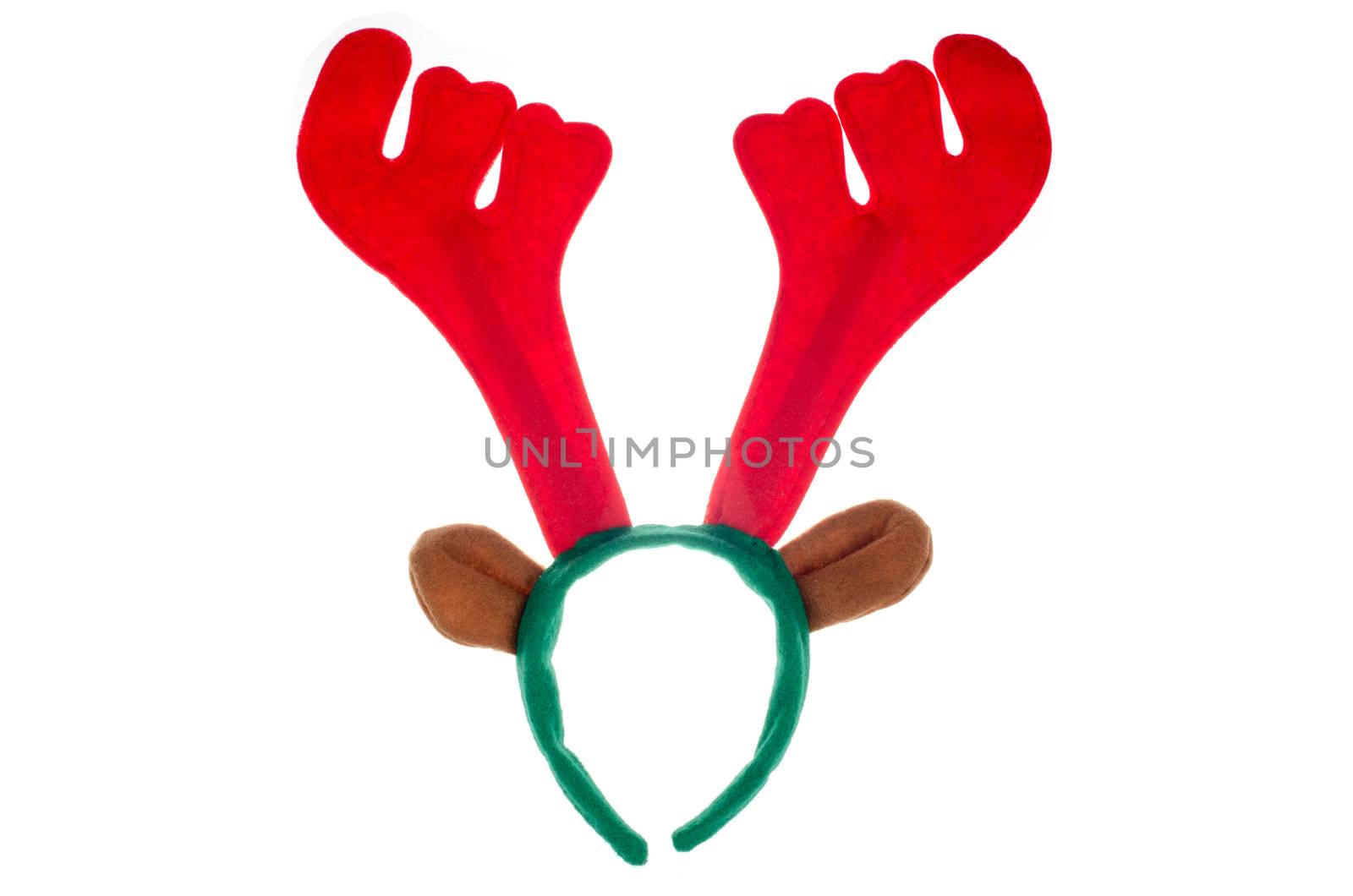 Moose horns Christmas decoration isolated on white background.