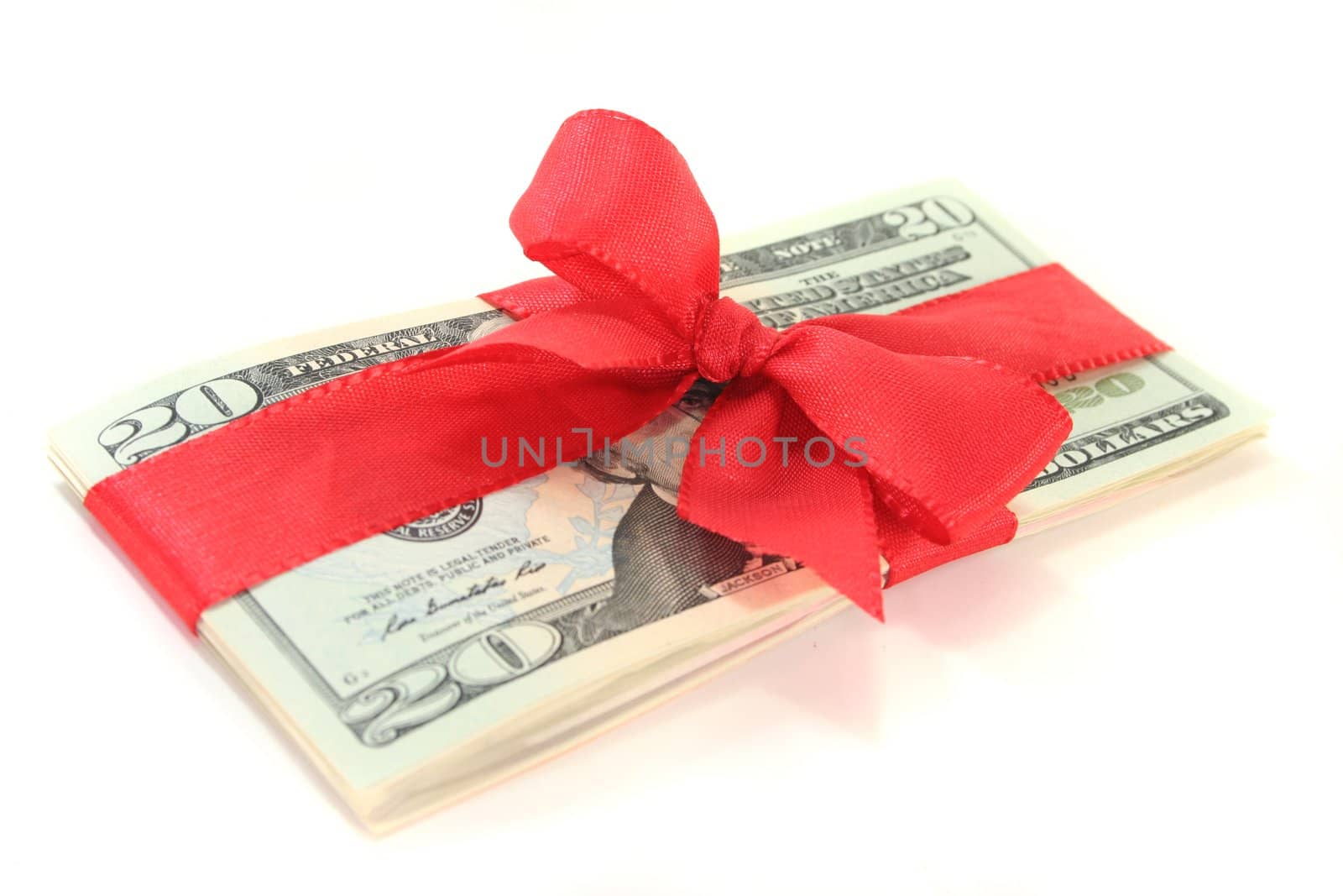 Dollar bills with bow by discovery