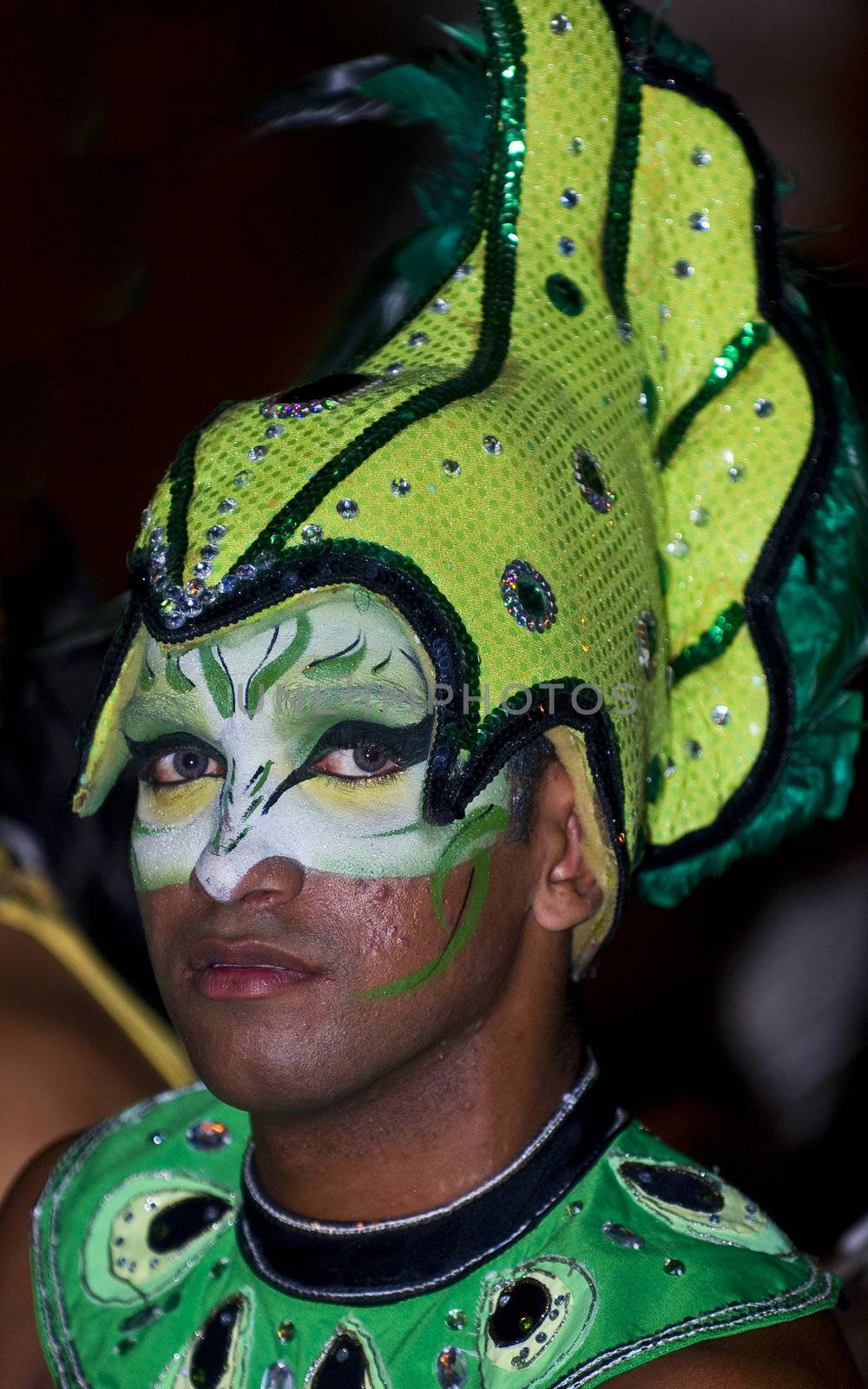 Catagena de Indias , Colombia - December 22 : Portrait of a colombian man participant  in the celebration for the presentation of the new city symbol held in Cartagena de indias on December 22 2010