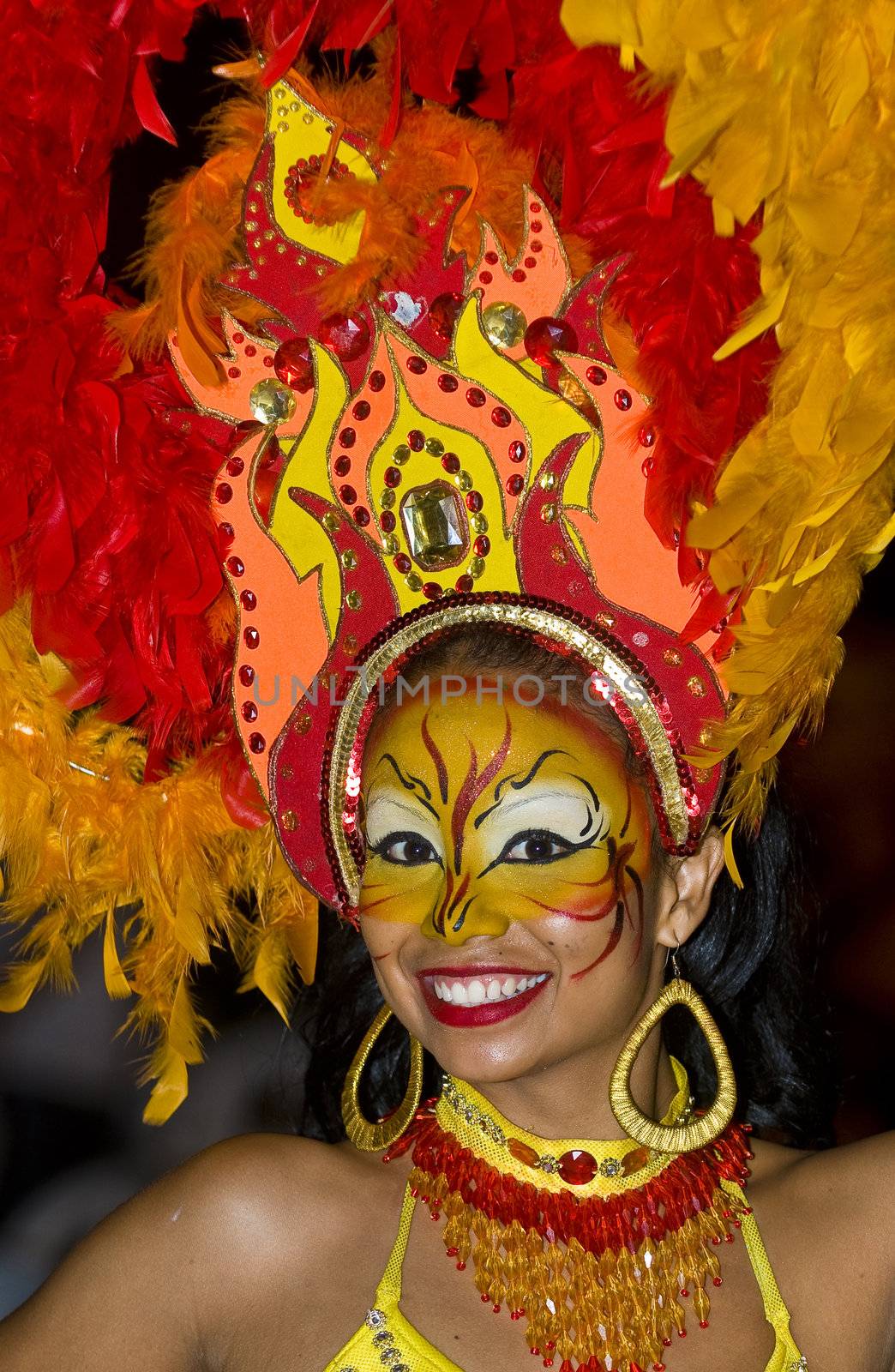 Catagena de Indias , Colombia - December 22 : Portrait of a colombian woman participant  in the celebration for the presentation of the new city symbol held in Cartagena de indias on December 22 2010