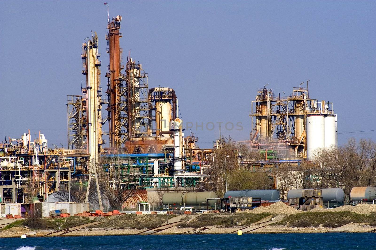 Petrochemical industry on the harbor industrial park of Fos on sea.