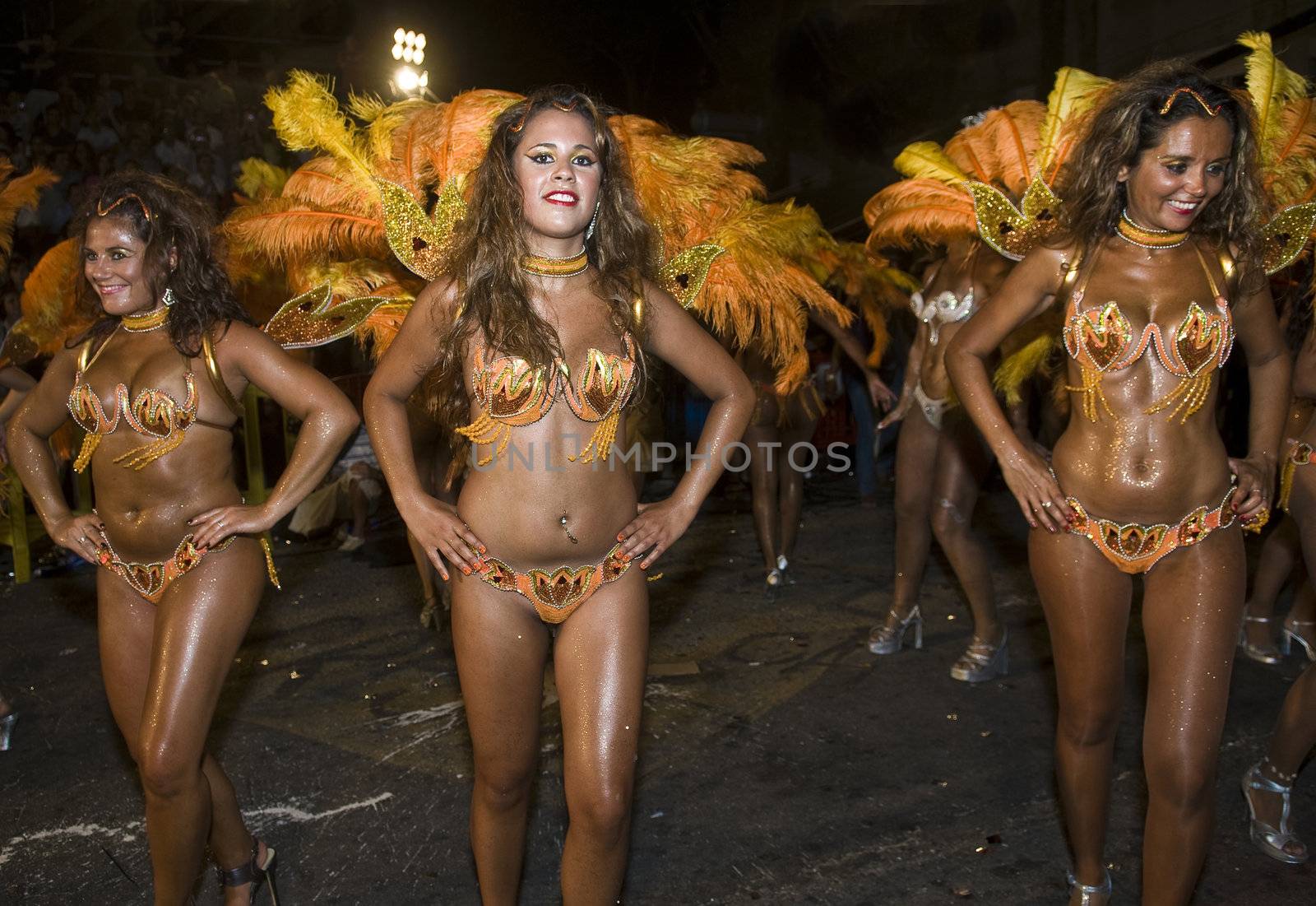 MONTEVIDEO, URUGUAY - FEB 05 2011 :  dancers participant in the annual national festival of Uruguay ,held in Montevideo Uruguay on February 05 2011