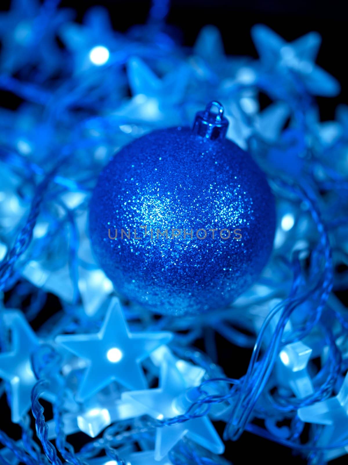 Christmas lights isolated against a black background