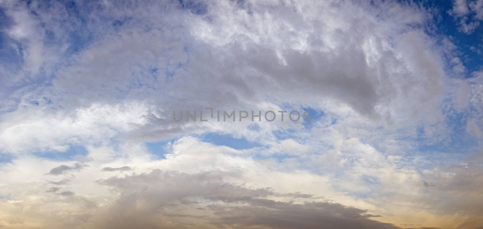 Panoramic view of beautiful cloudy sky - Original size 9500 x 4500 pixels