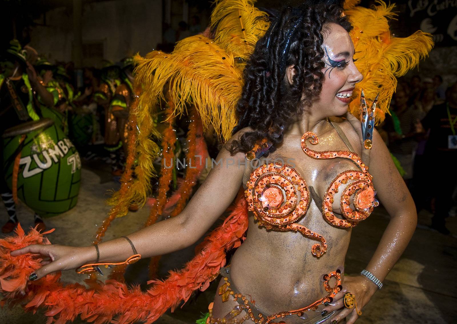 MONTEVIDEO, URUGUAY - FEB 05 2011 :  dancer participant in the annual national festival of Uruguay ,held in Montevideo Uruguay on February 05 2011