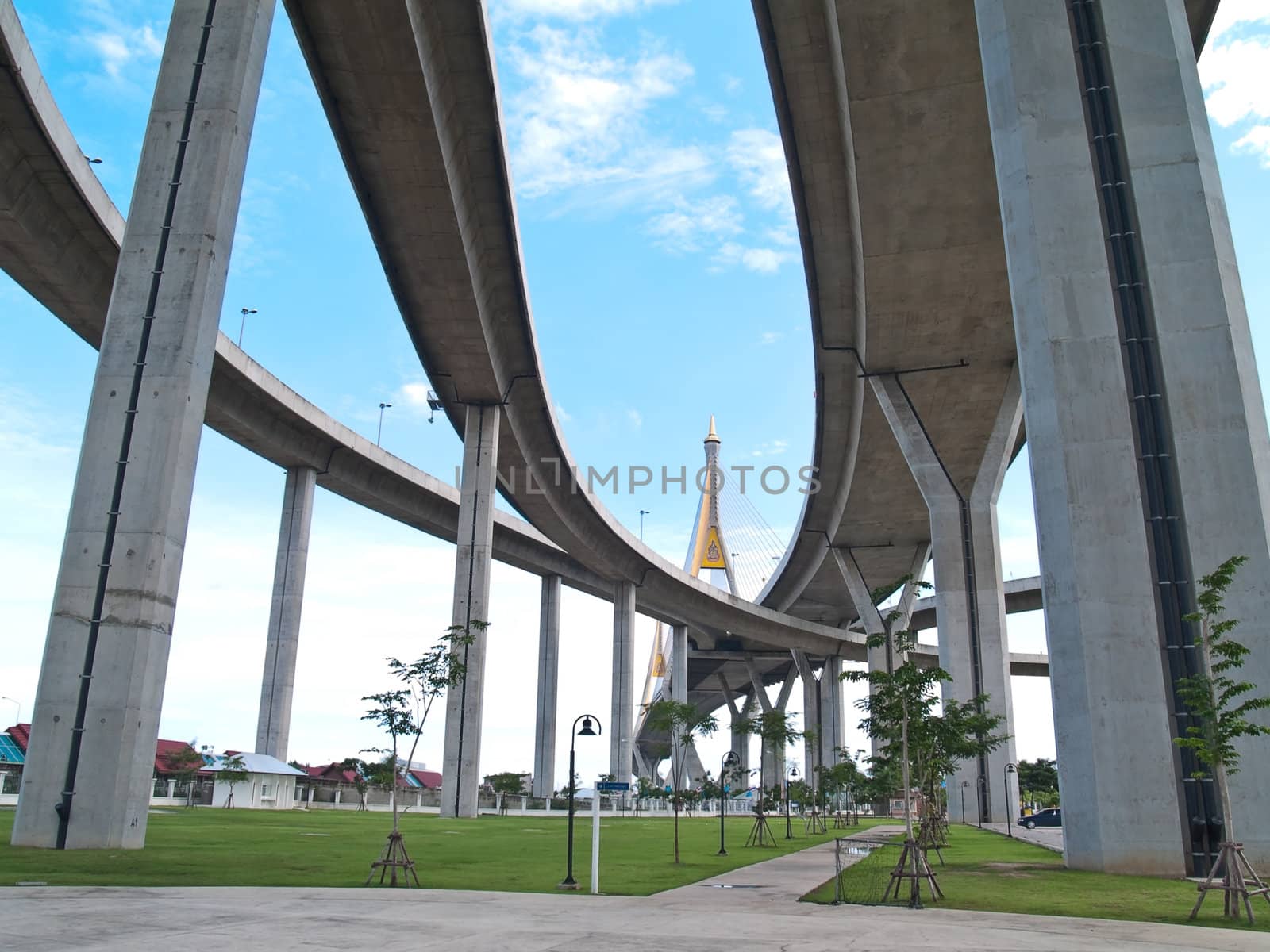 Bhumibol Bridge also casually call as Industrial Ring Road Bridge, Samut Prakarn,Thailand