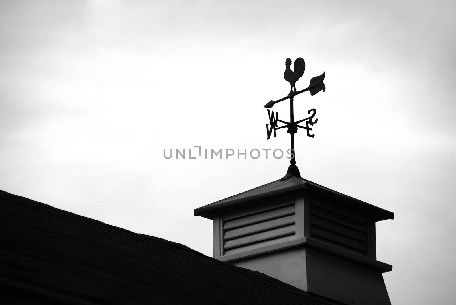 Siloutte of a wind direction at the top of a roof