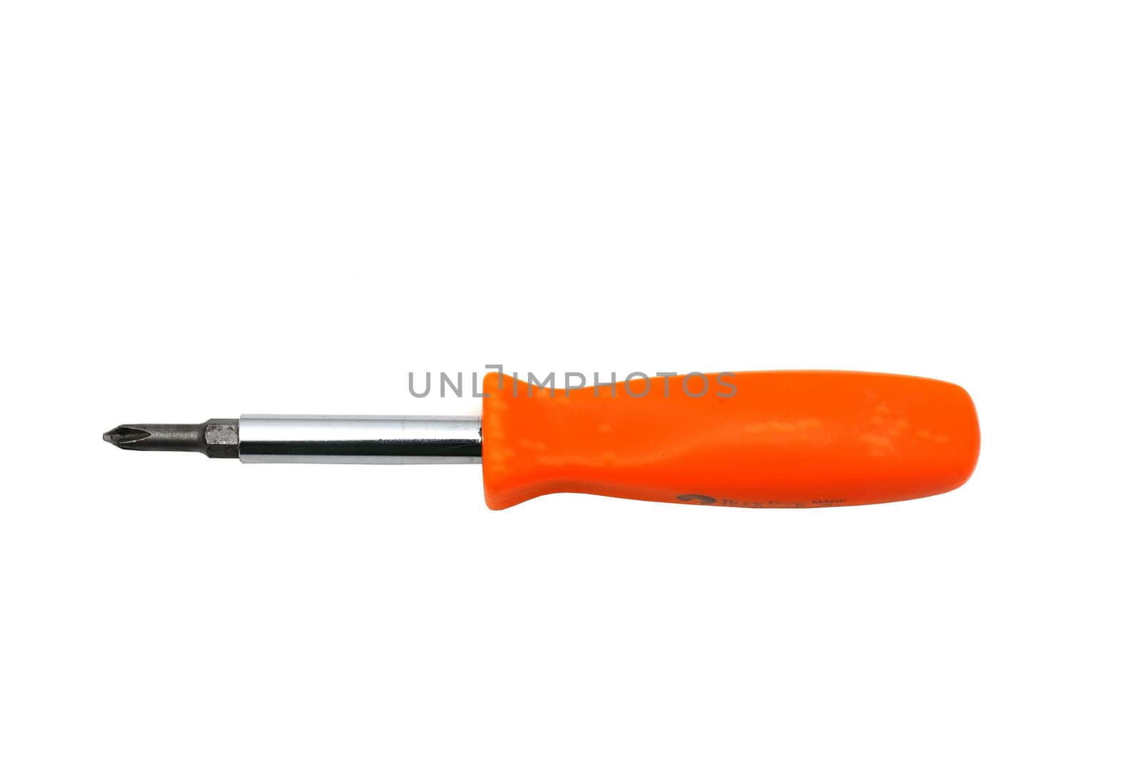 An Orange screw driver isolated on a white back ground