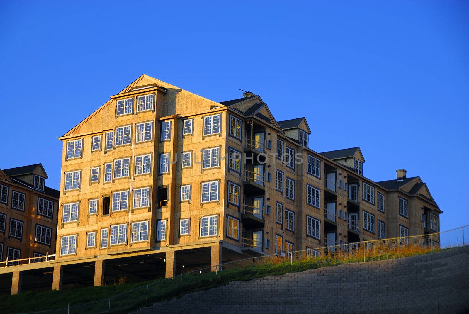 Houses or apartments built on a new neighborhood