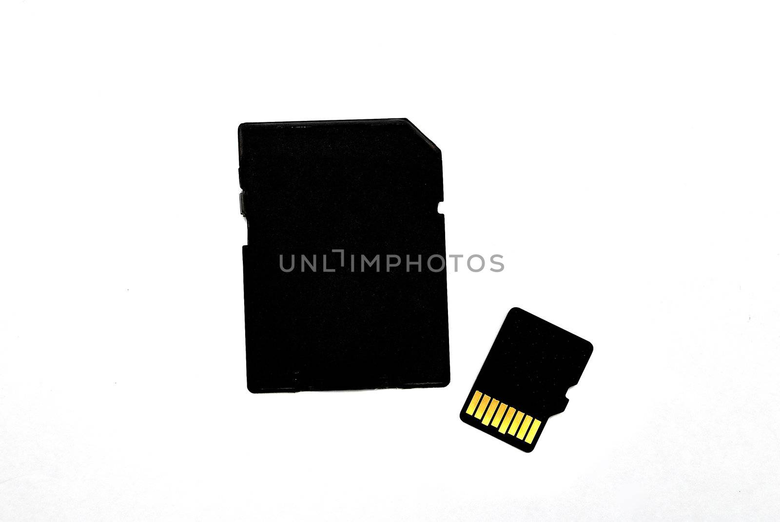 Memory card and adapter isolated on a white background