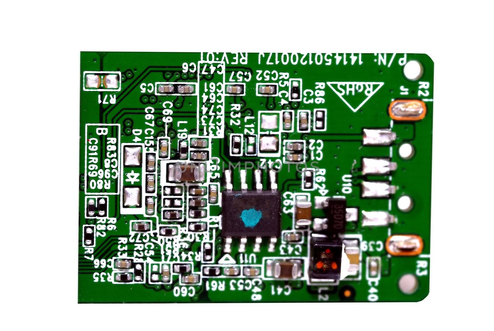 An printeed circuit board isolated on a white back ground