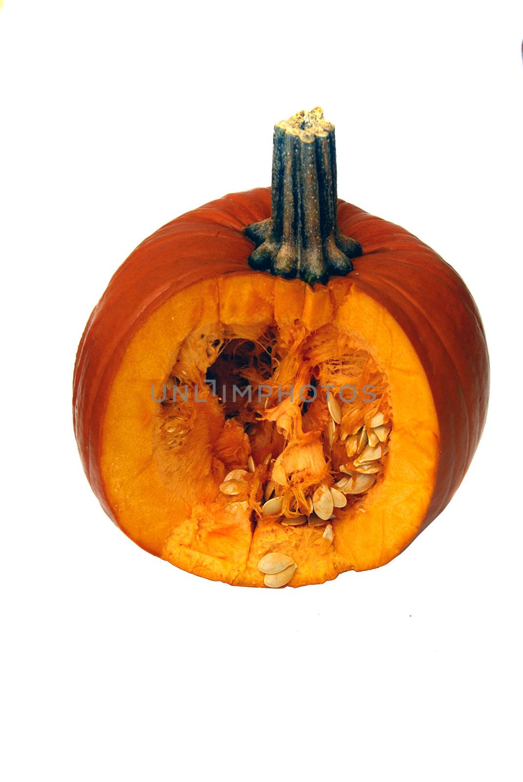 Cut pumpkin isolated on a white back ground