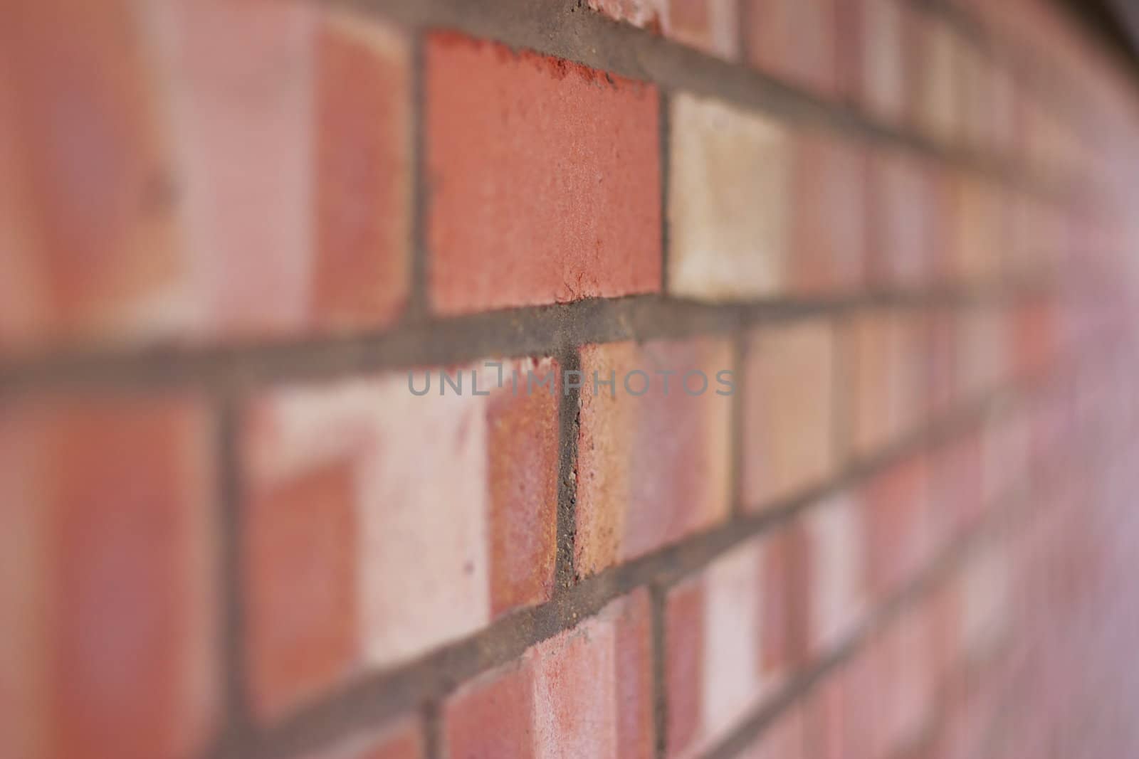 Brick wall from an angle and with very shallow depth of field.