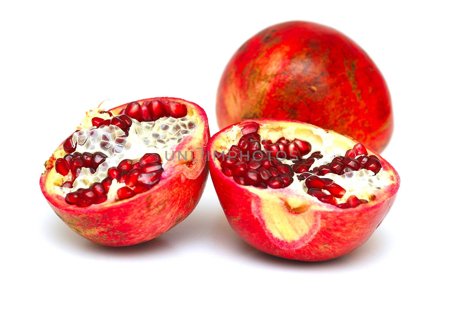 Pomegranate fruit isolated on a over white background