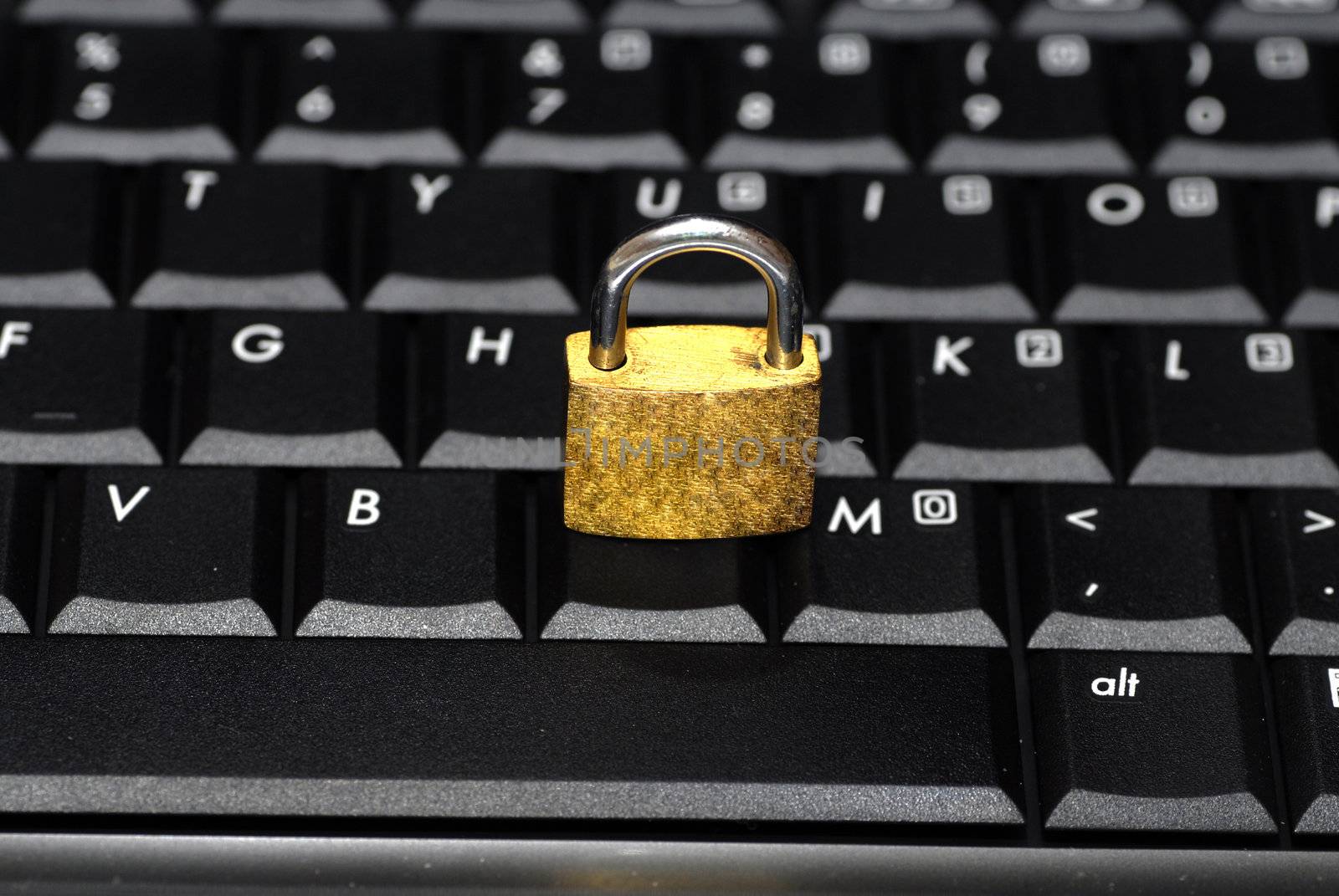 LAptop Keybaord  and a padlock concept of data security