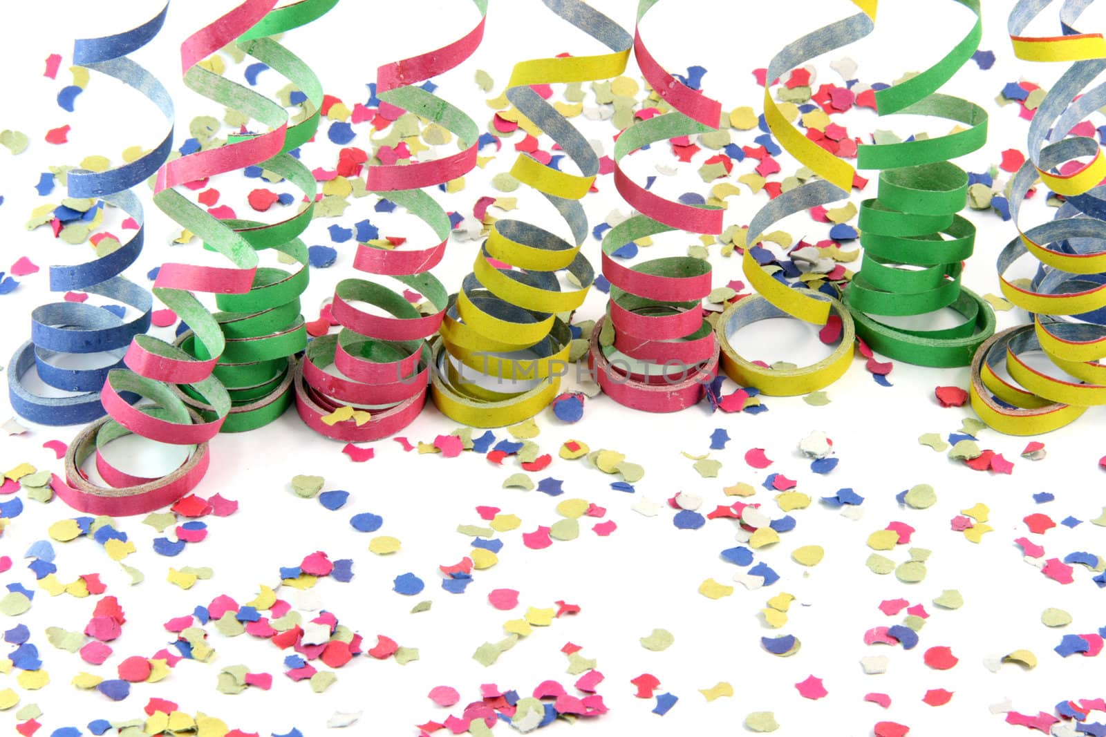 streamers and comfetti texture isolated on white background celebration and holiday concepts