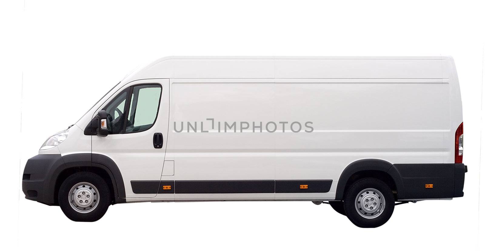 white lorry van isolated, with blank place for text