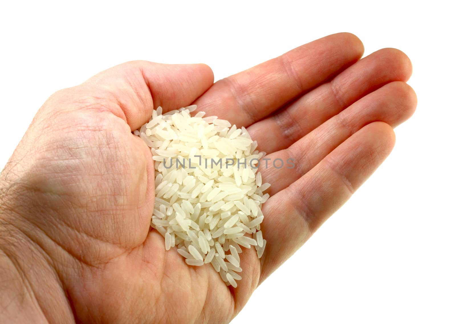 A pile of rice in hand