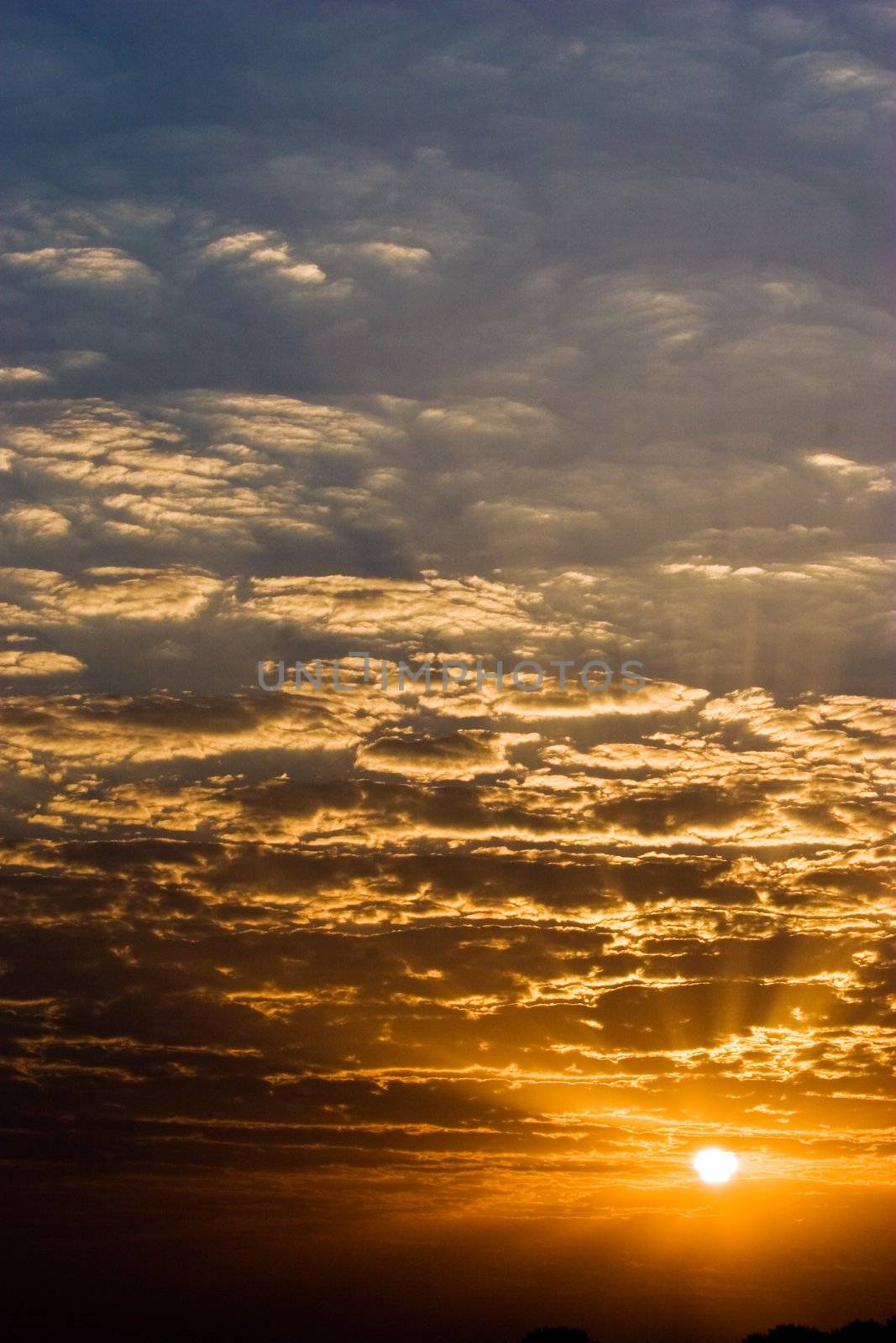 nature series: orange hot summer sunset with clouds