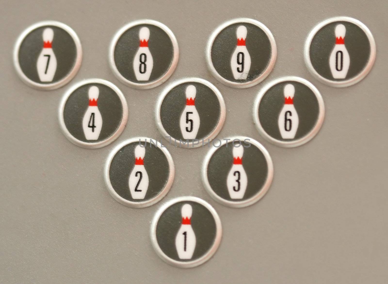 Bowling pin buttons. Adjust your pins