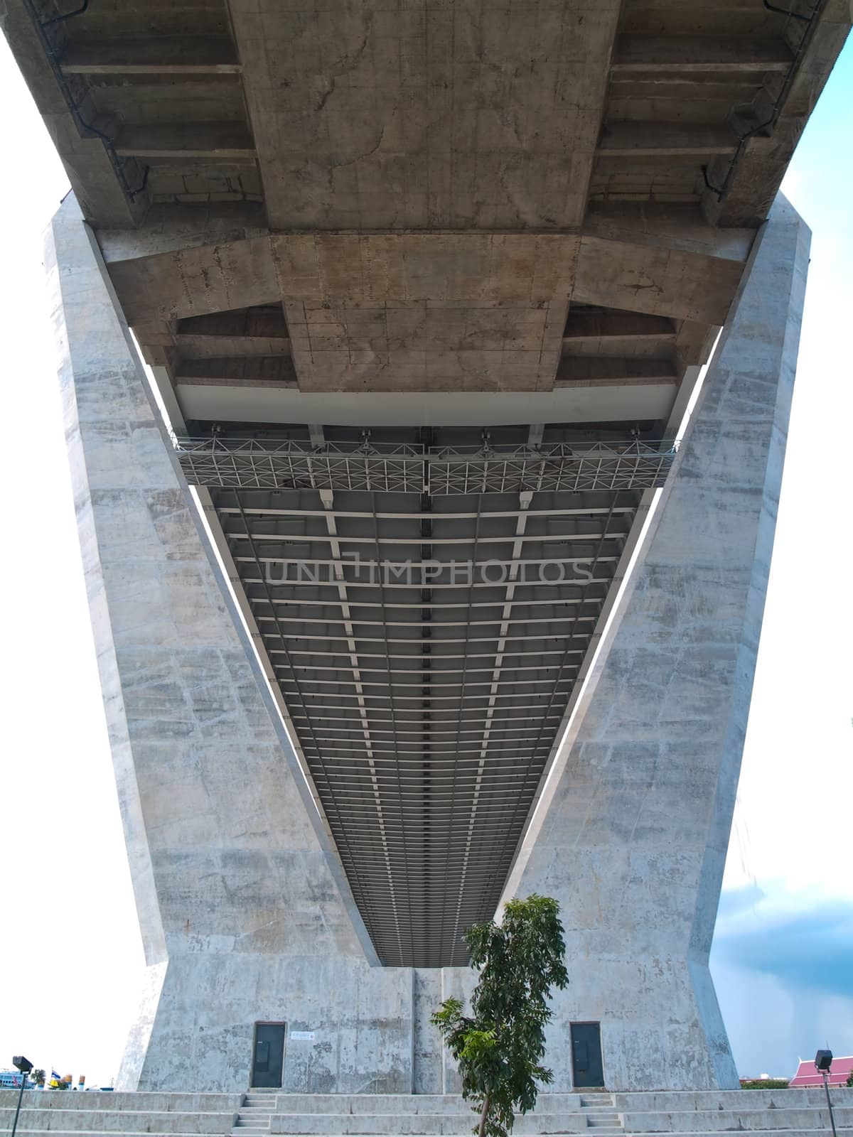 Prop of Bhumibol Bridge also casually call as Industrial Ring Road Bridge, Samut Prakarn,Thailand