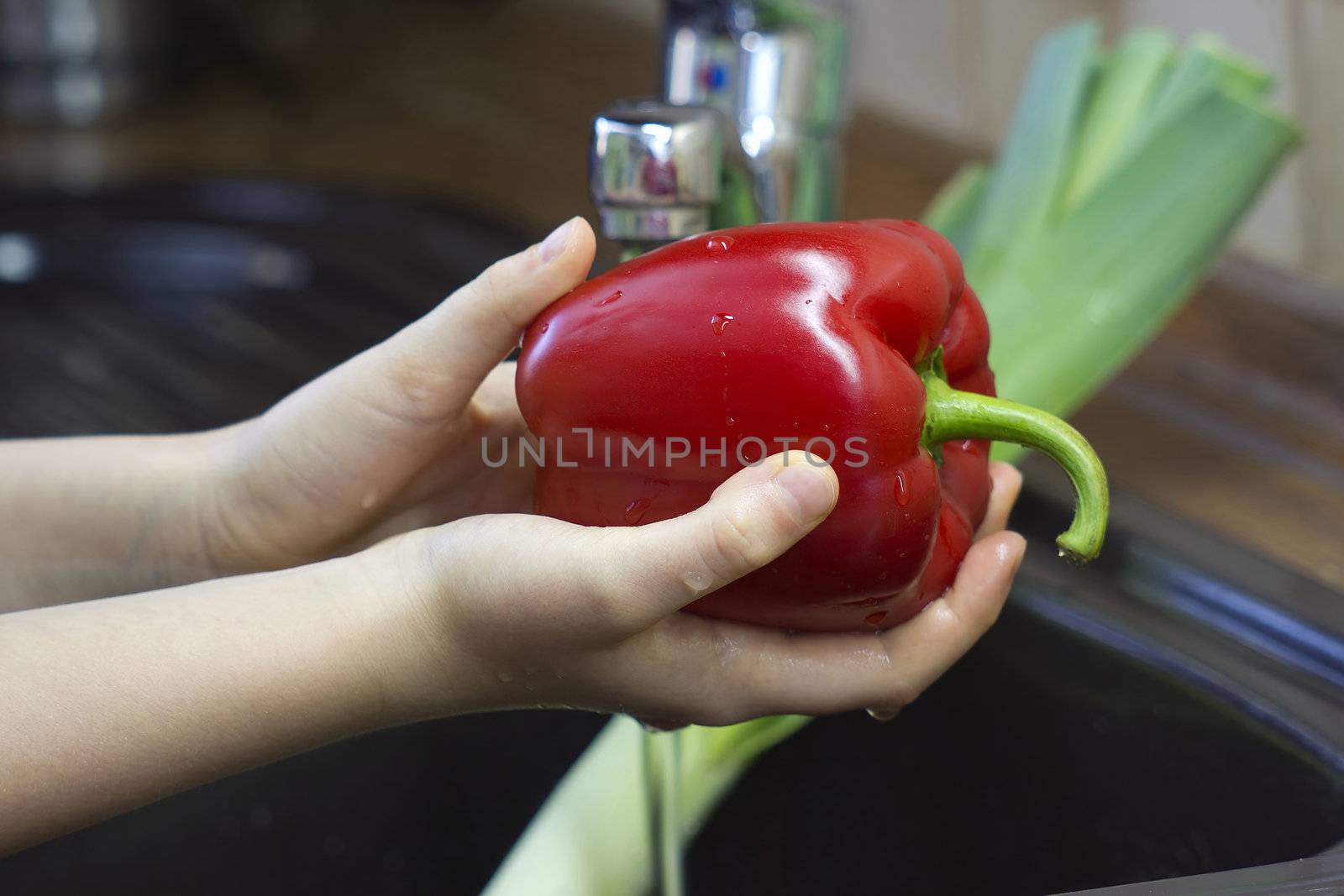 washing vegetables