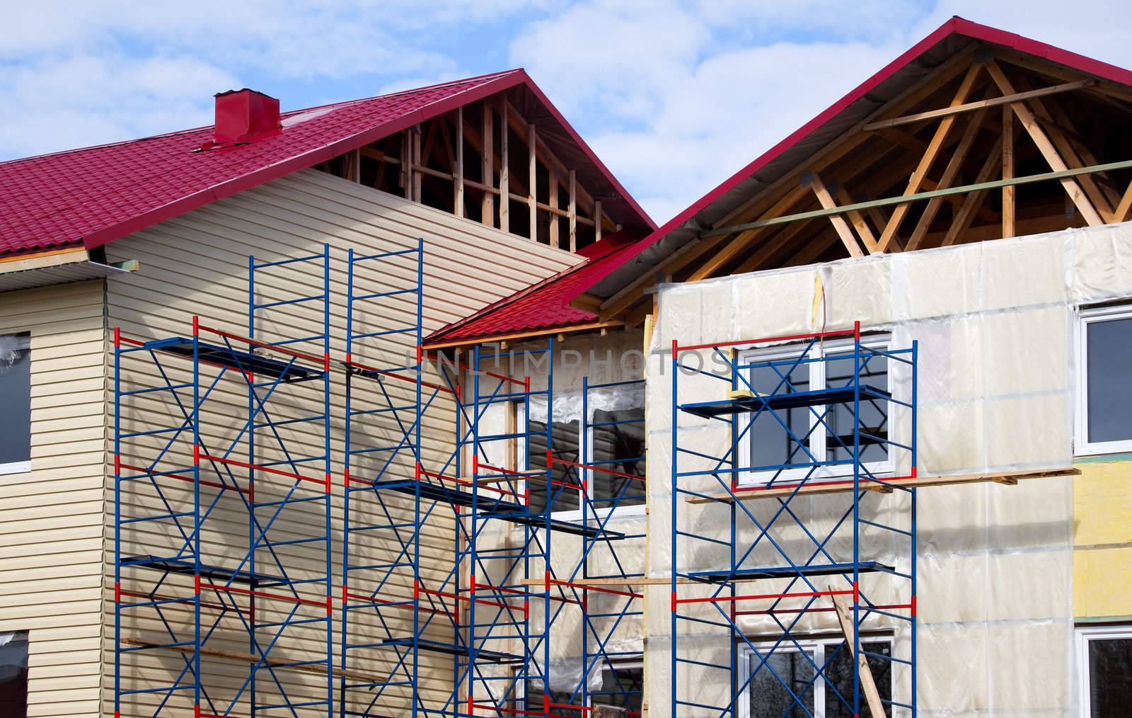 Construction of the house. Finishing work. Sunlight