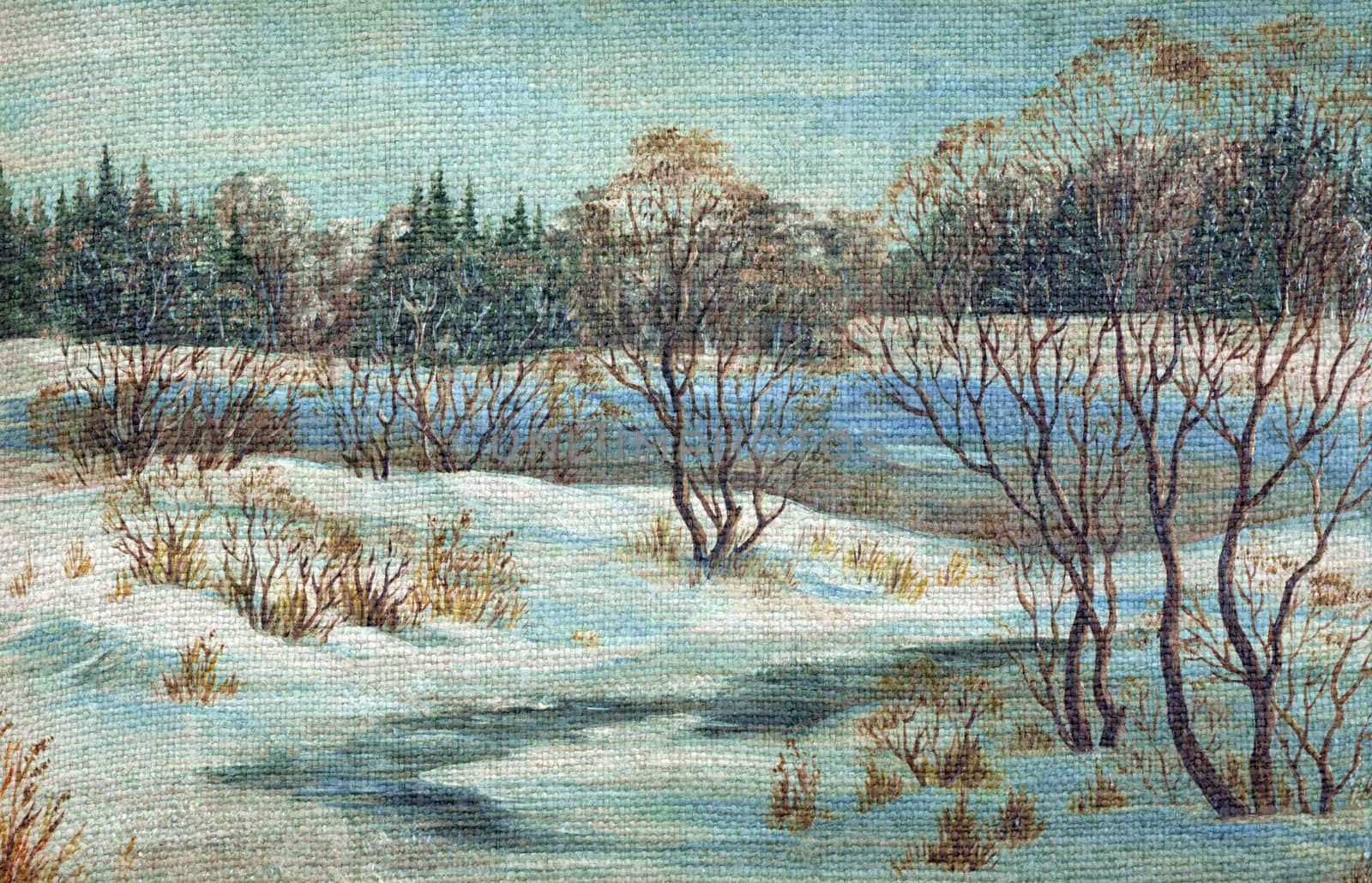 Landscape, winter river by alexcoolok