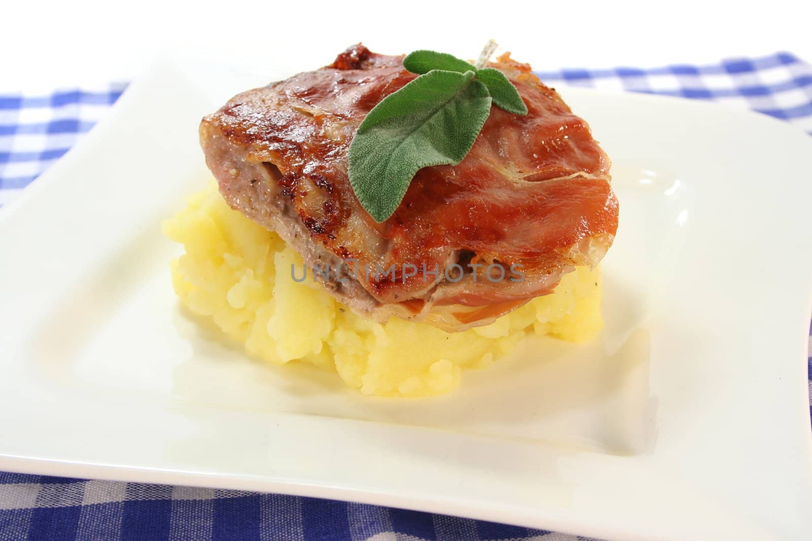 Saltimbocca of veal with bacon, sage and dried tomatoes