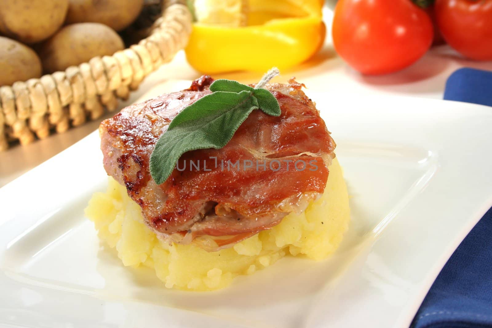 Saltimbocca of veal with bacon, sage and dried tomatoes