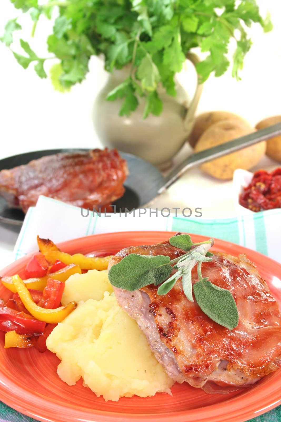 Saltimbocca of veal with bacon, sage and dried tomatoes